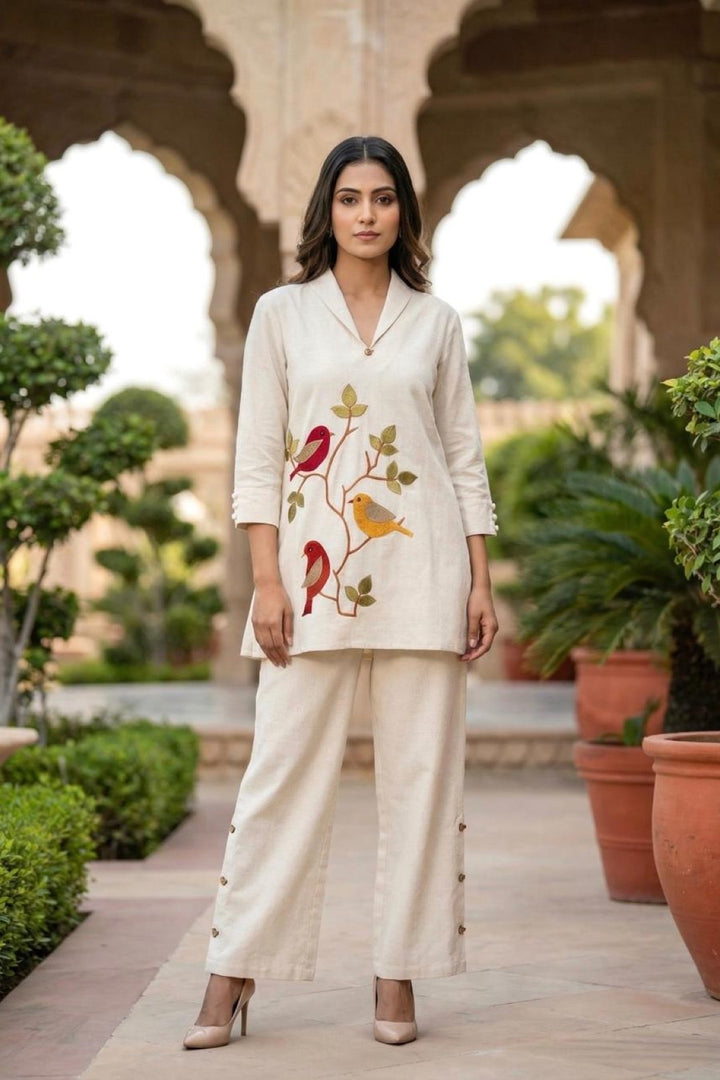 Sargi daisy embroidery co-ord set