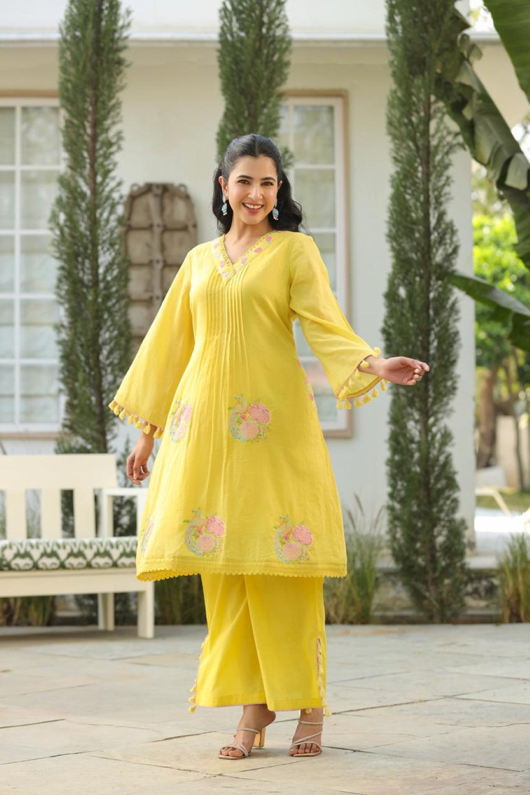 Kapil lime embroidery cotton co-ord set