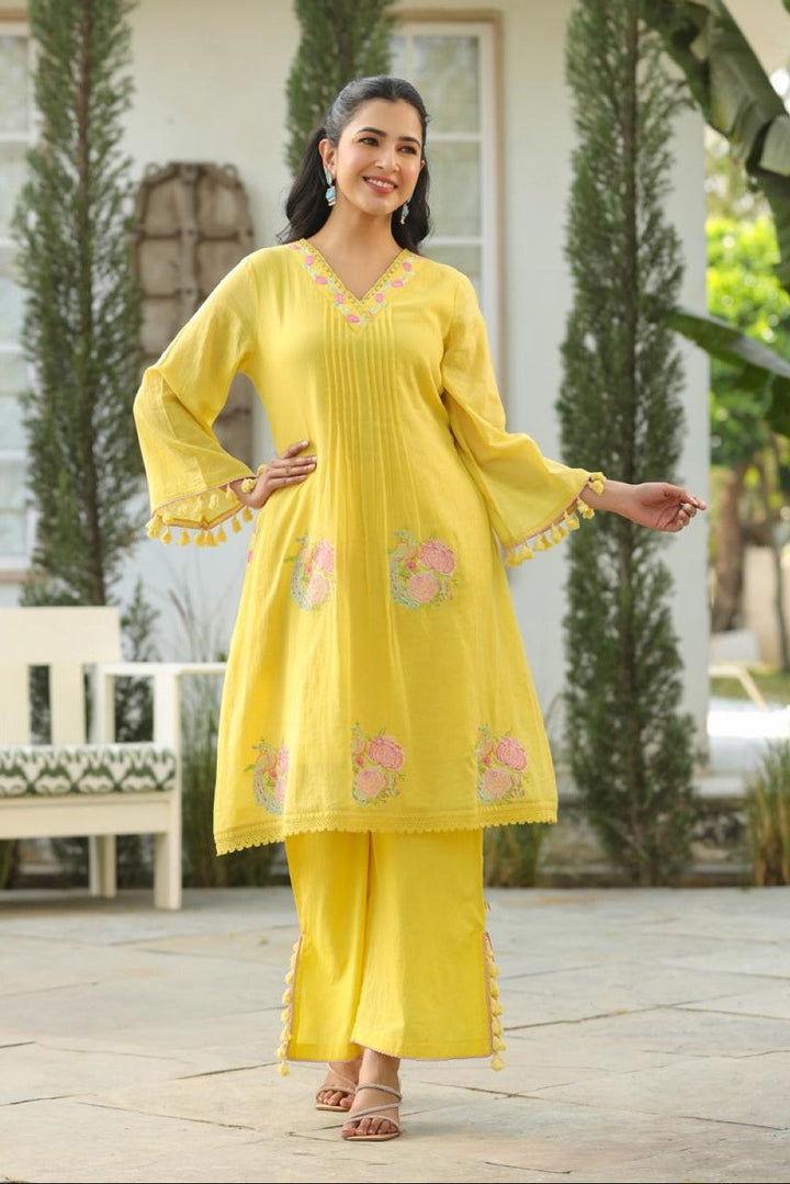 Kapil lime embroidery cotton co-ord set