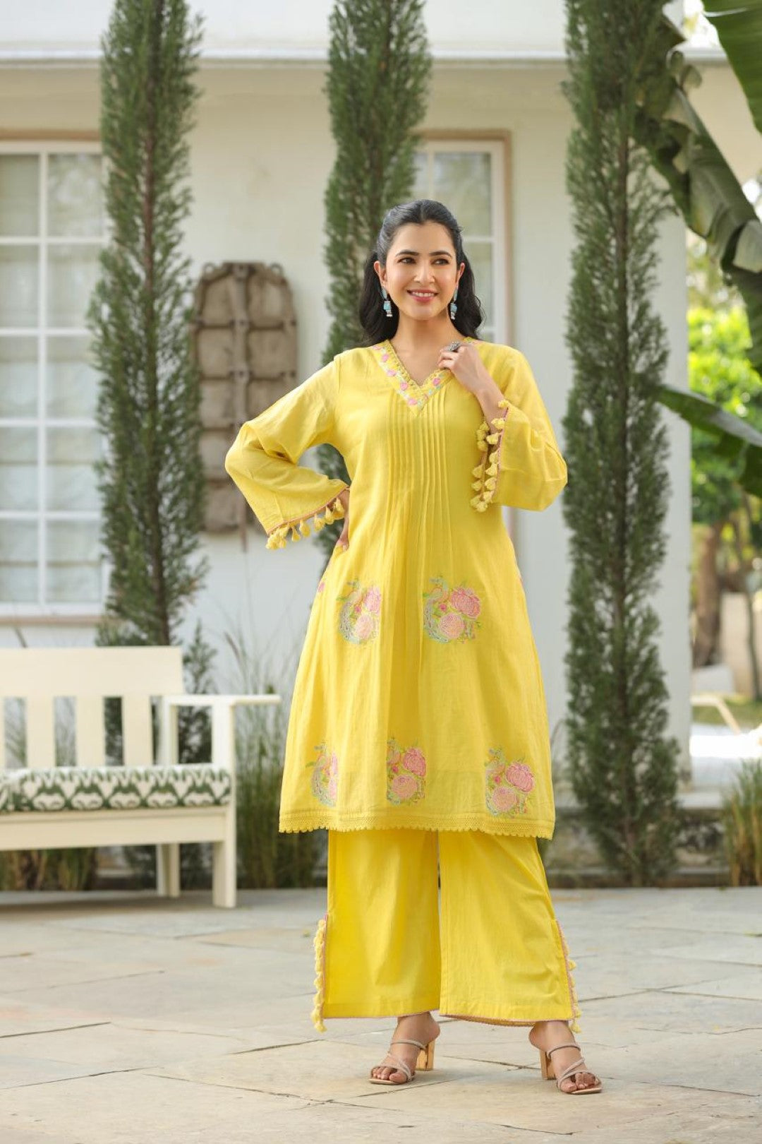 Kapil lime embroidery cotton co-ord set