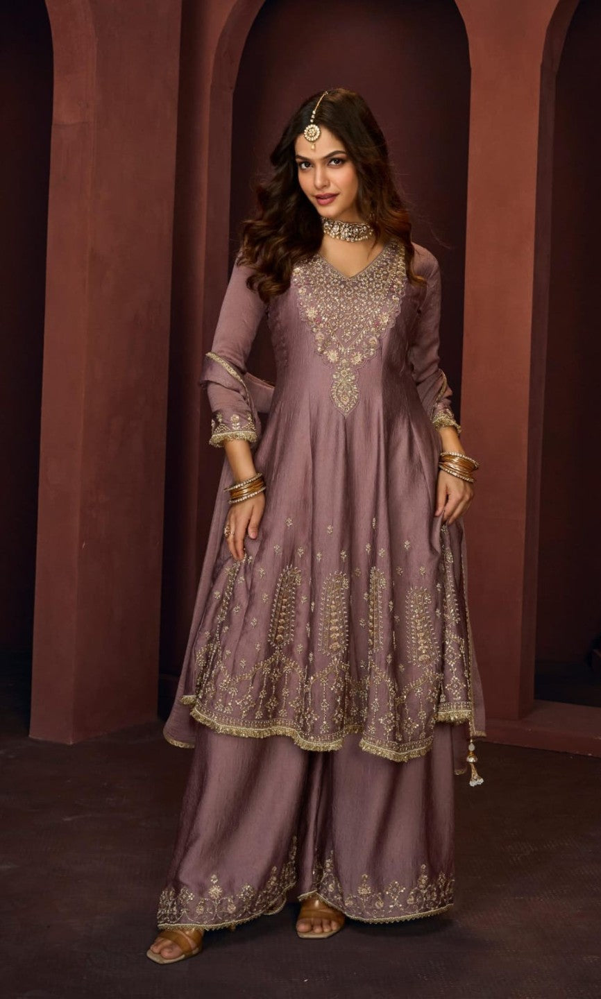 Haniya periwinkle full work Gharara set
