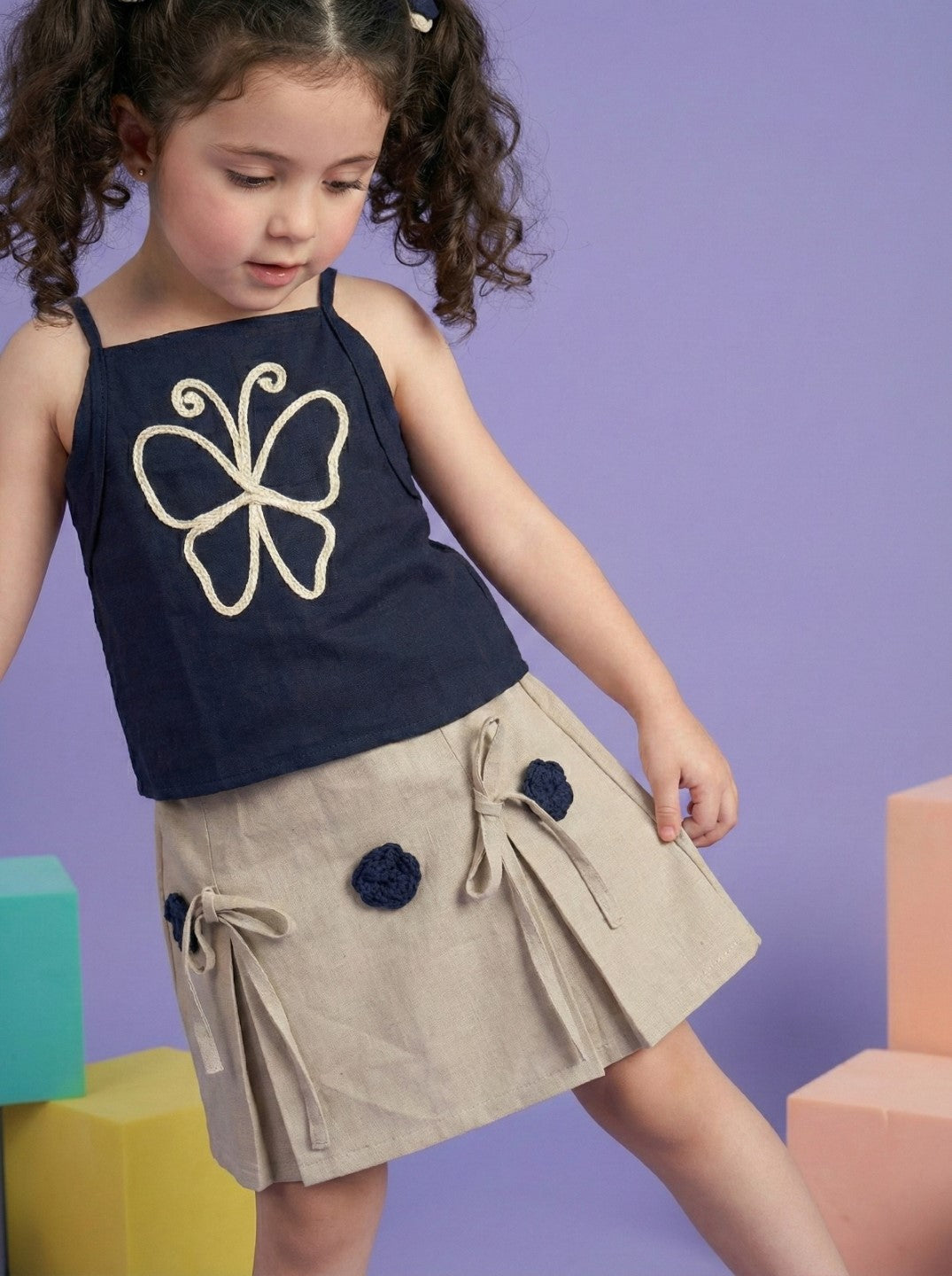 Joy Cobalt embroidery cotton co-ord set