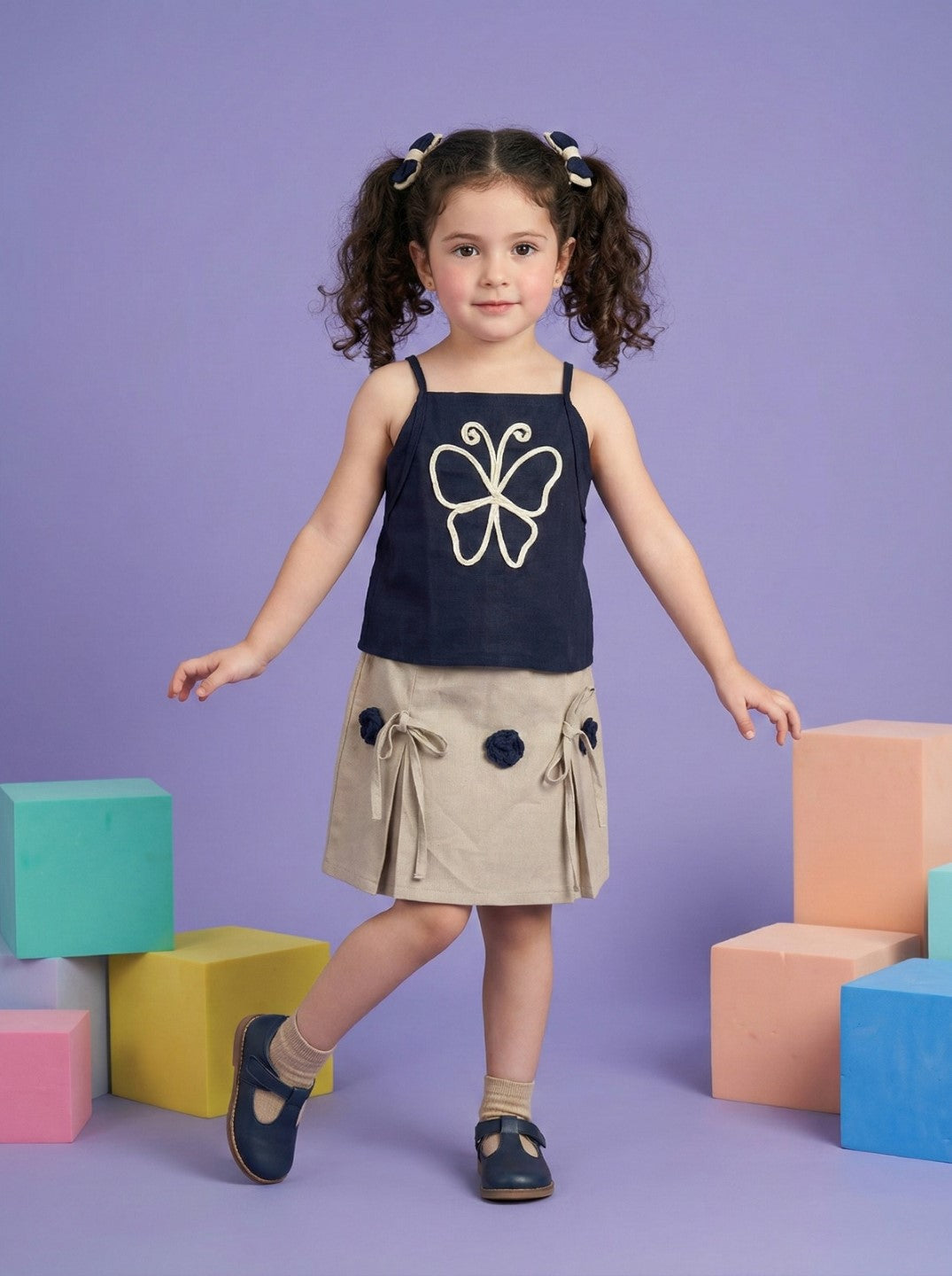 Joy Cobalt embroidery cotton co-ord set