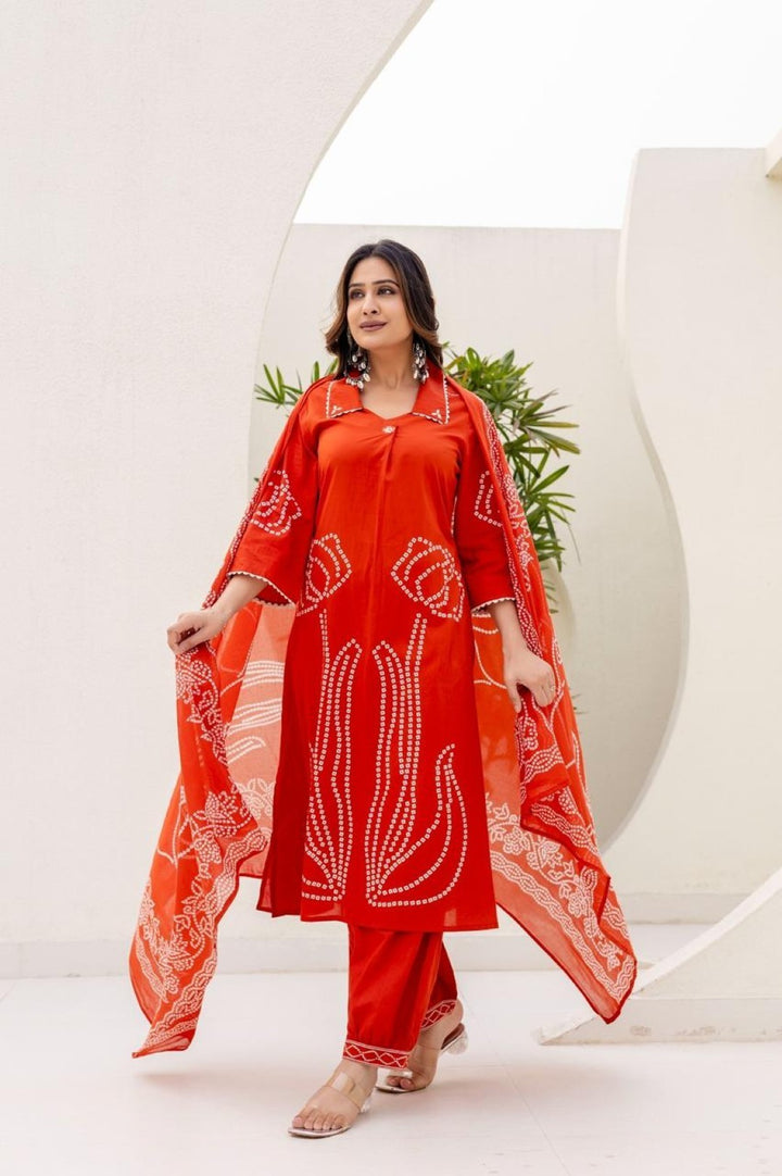 Girnar Apricot Cotton suit set