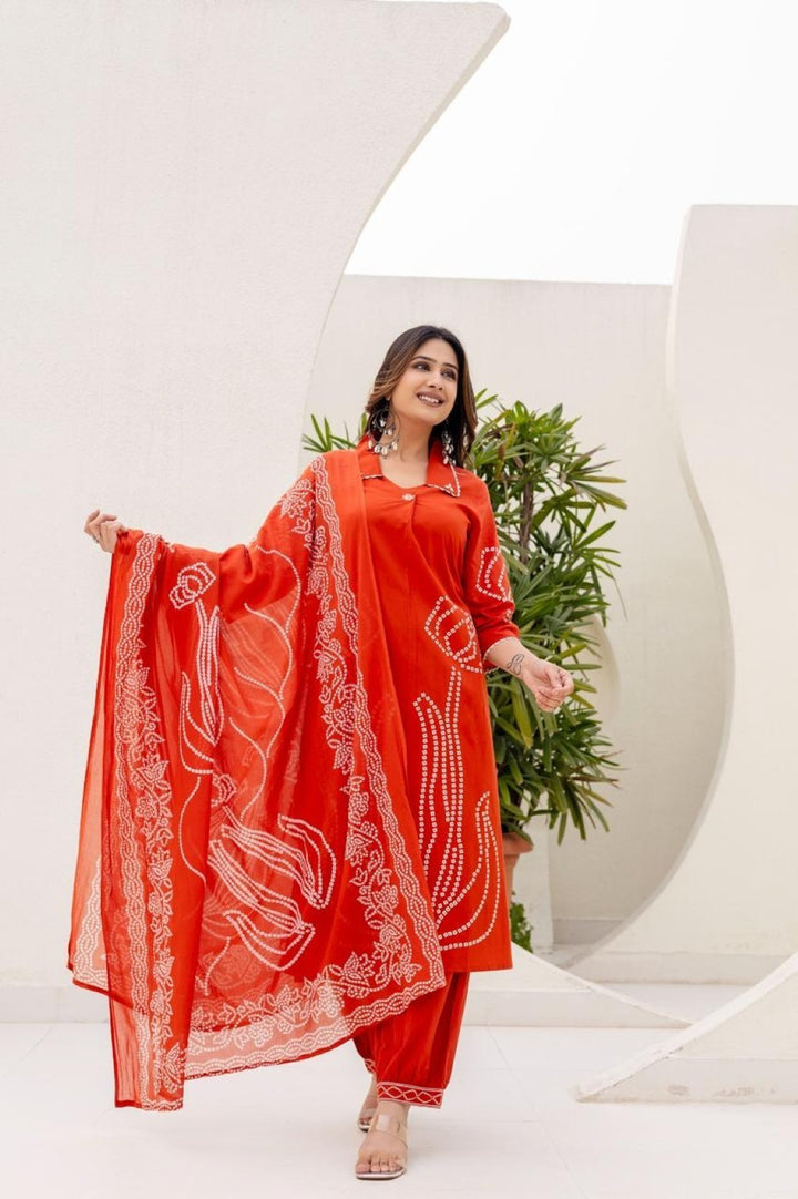 Girnar Apricot Cotton suit set