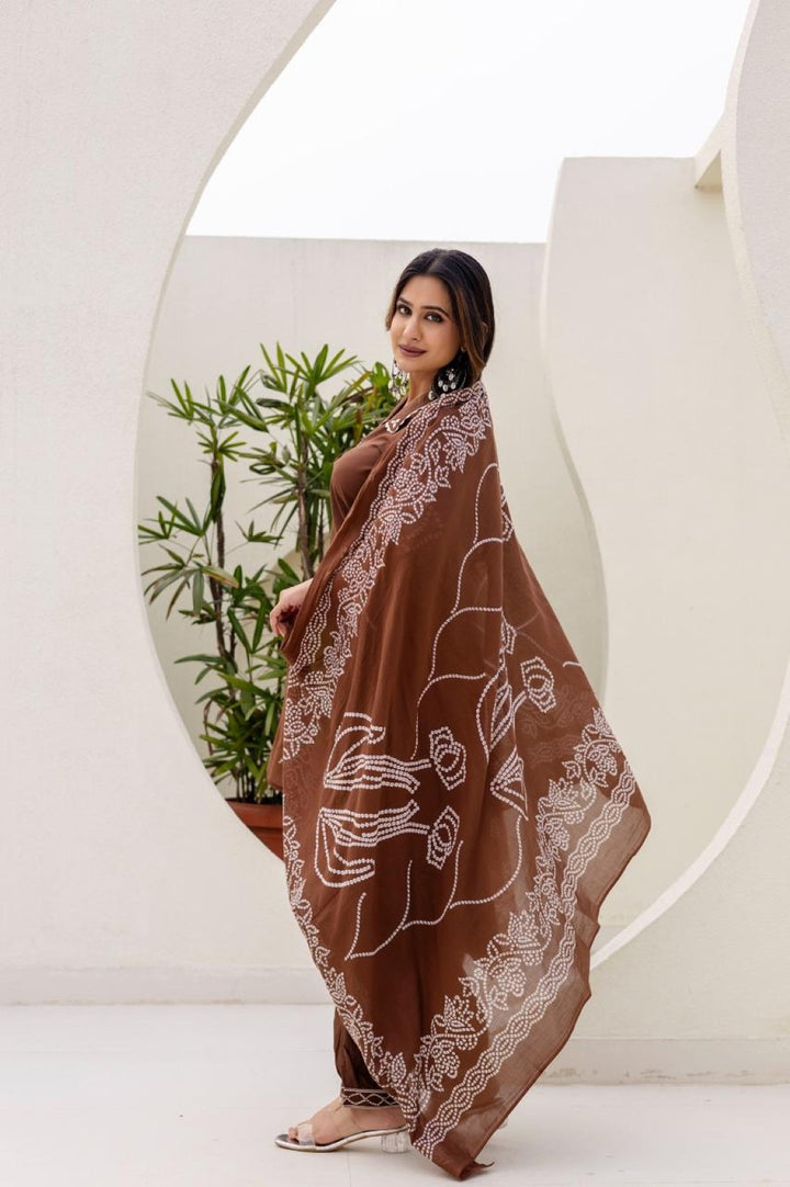 Girnar tan cotton suit set