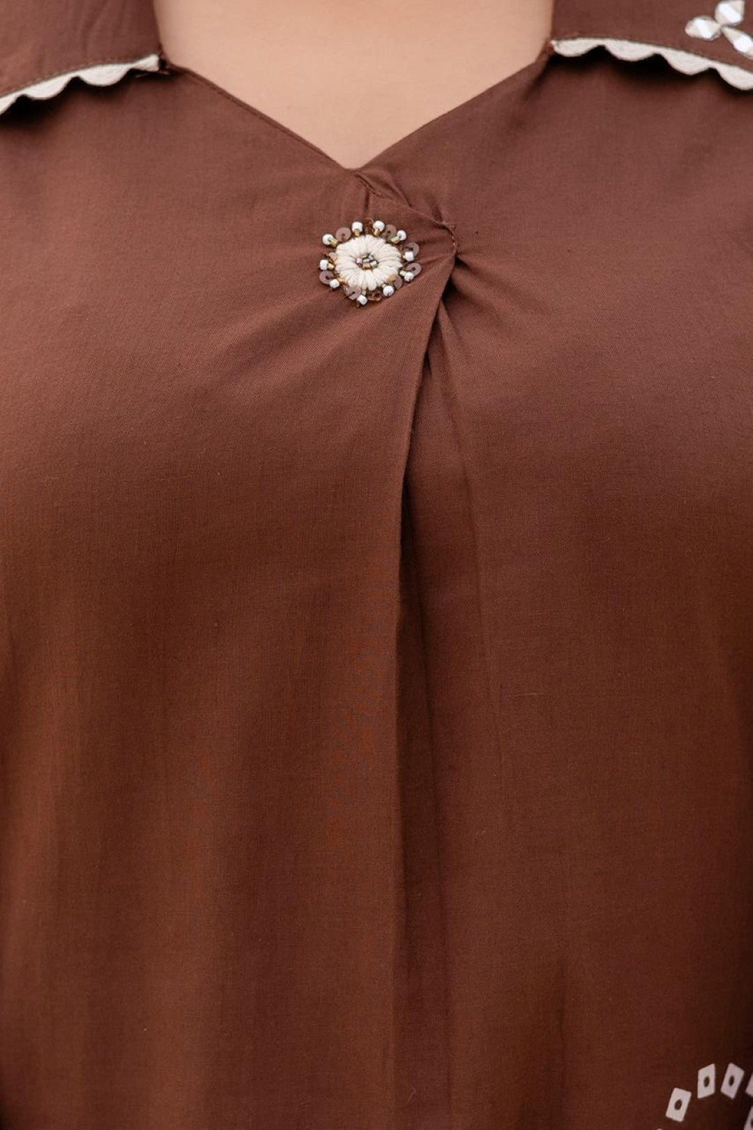 Girnar tan cotton suit set