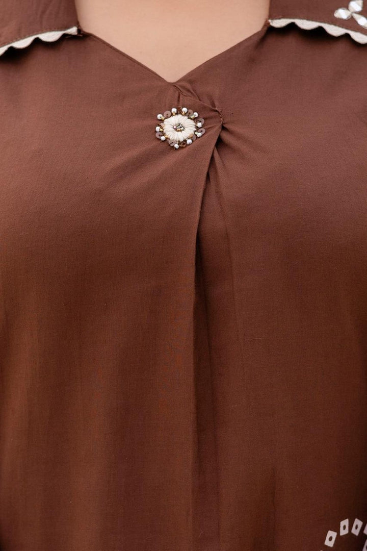 Girnar tan cotton suit set