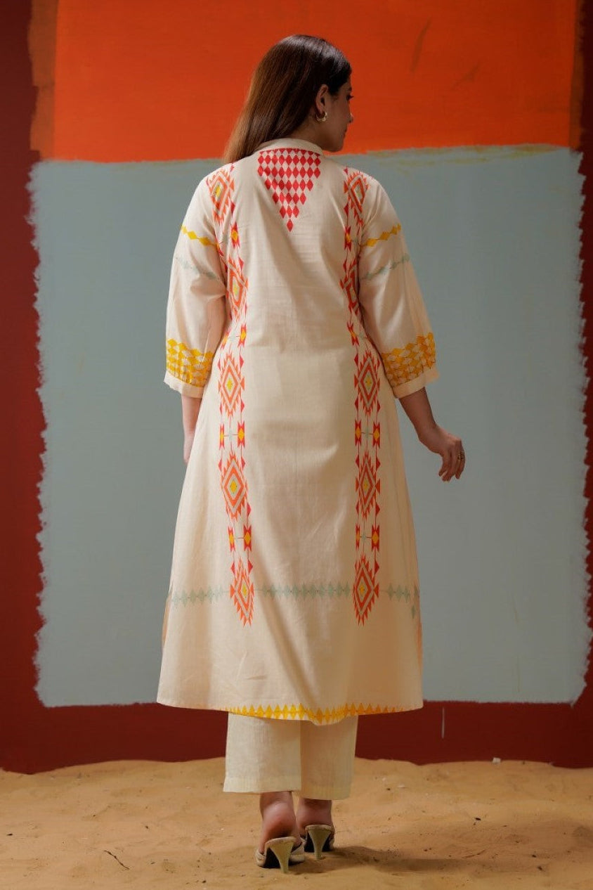 Tatva coral cotton kurta pant set