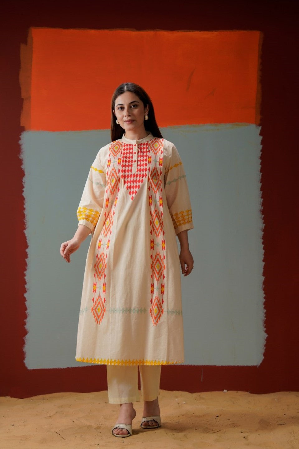 Tatva coral cotton kurta pant set