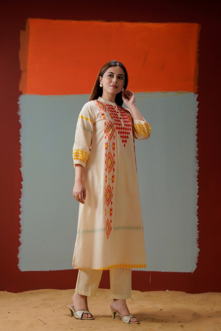 Tatva coral cotton kurta pant set