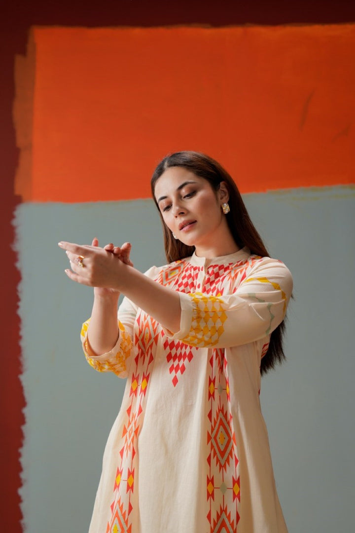 Tatva coral cotton kurta pant set