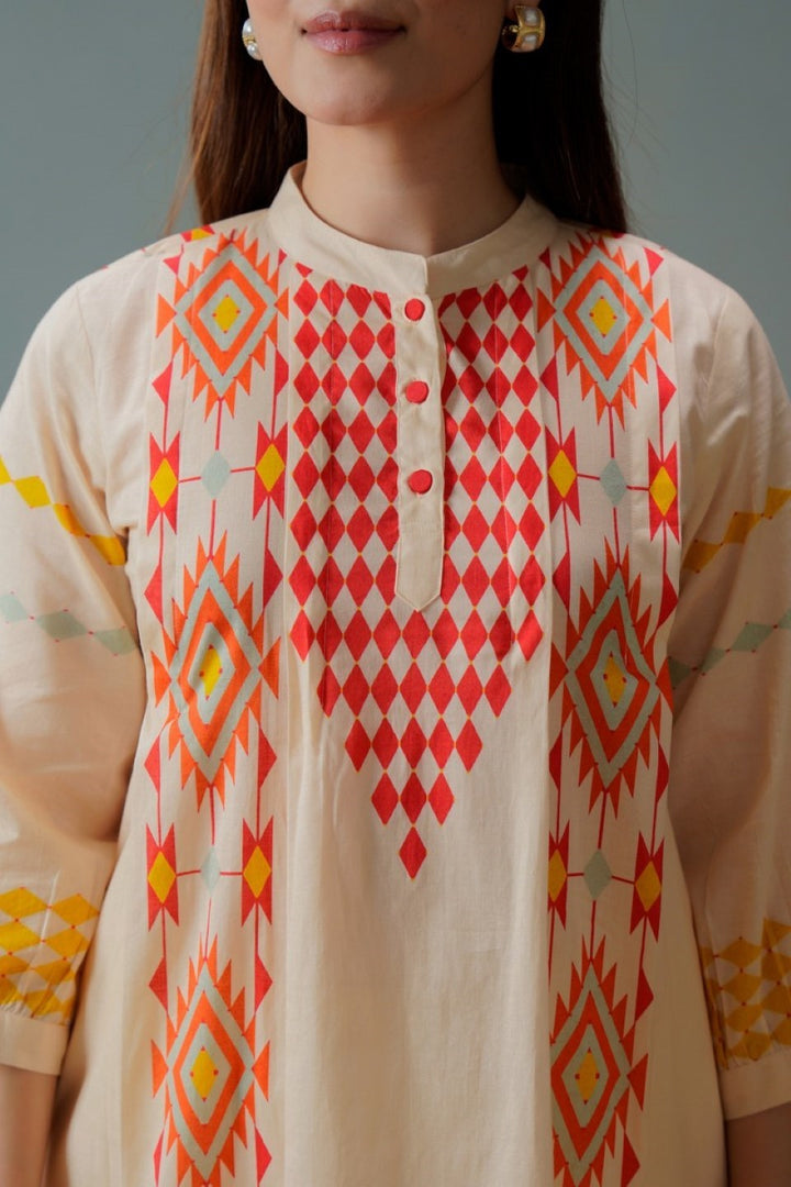 Tatva coral cotton kurta pant set