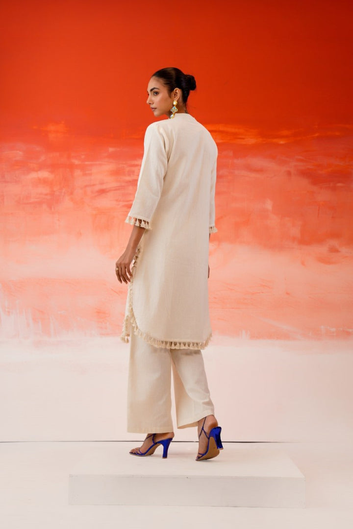 Tatva vanilla embroidery cotton co-ord set