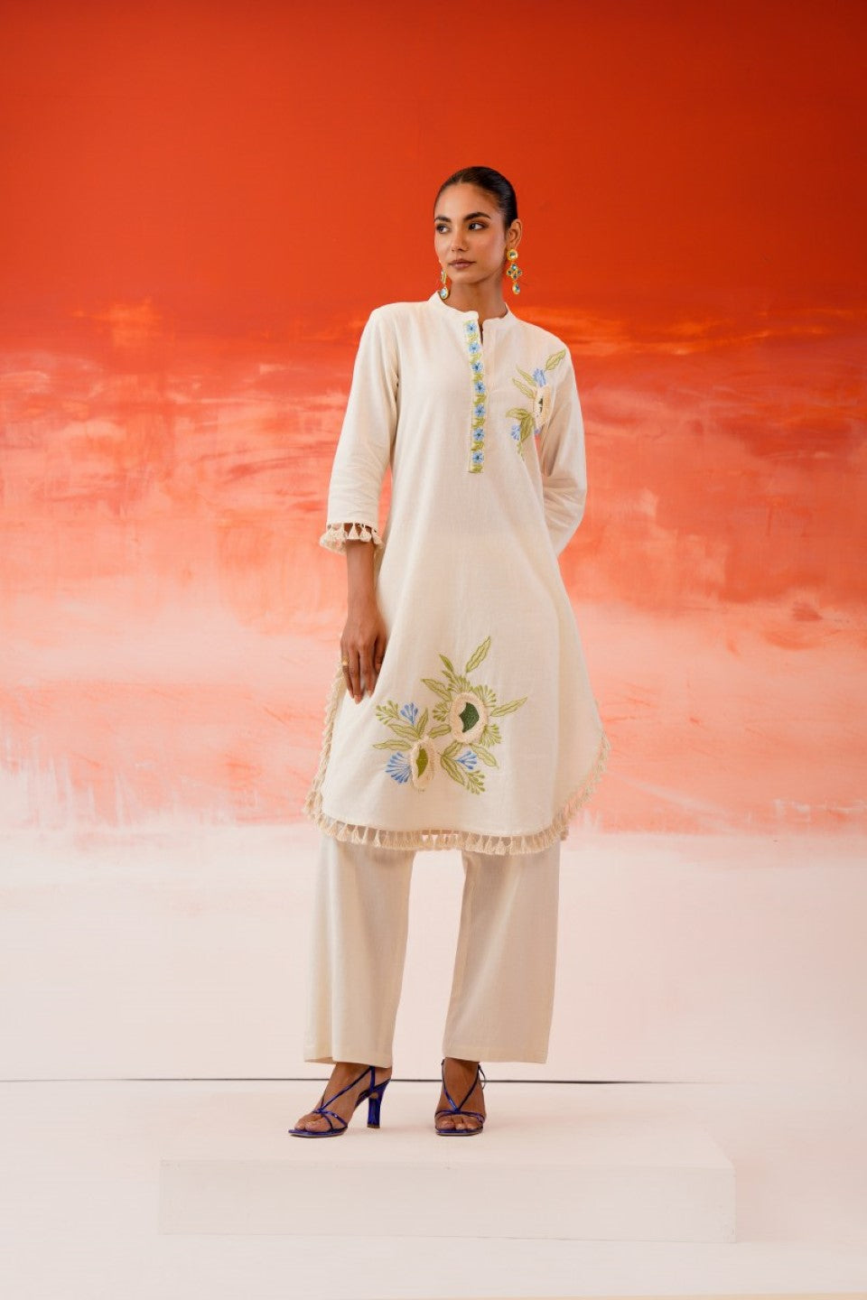 Tatva vanilla embroidery cotton co-ord set