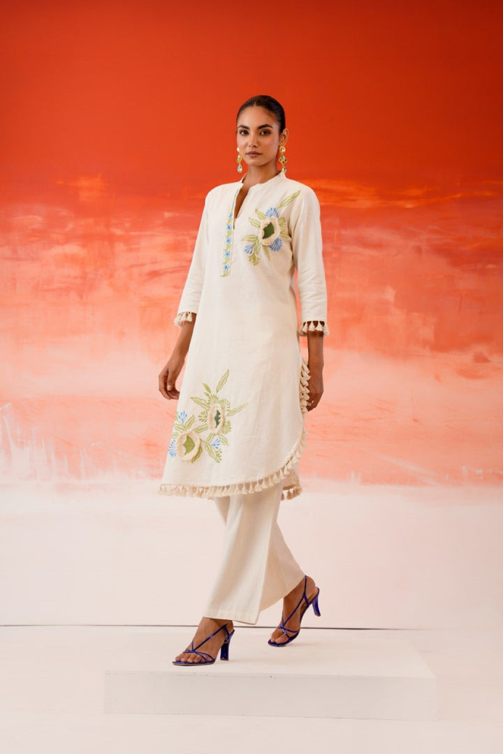 Tatva vanilla embroidery cotton co-ord set