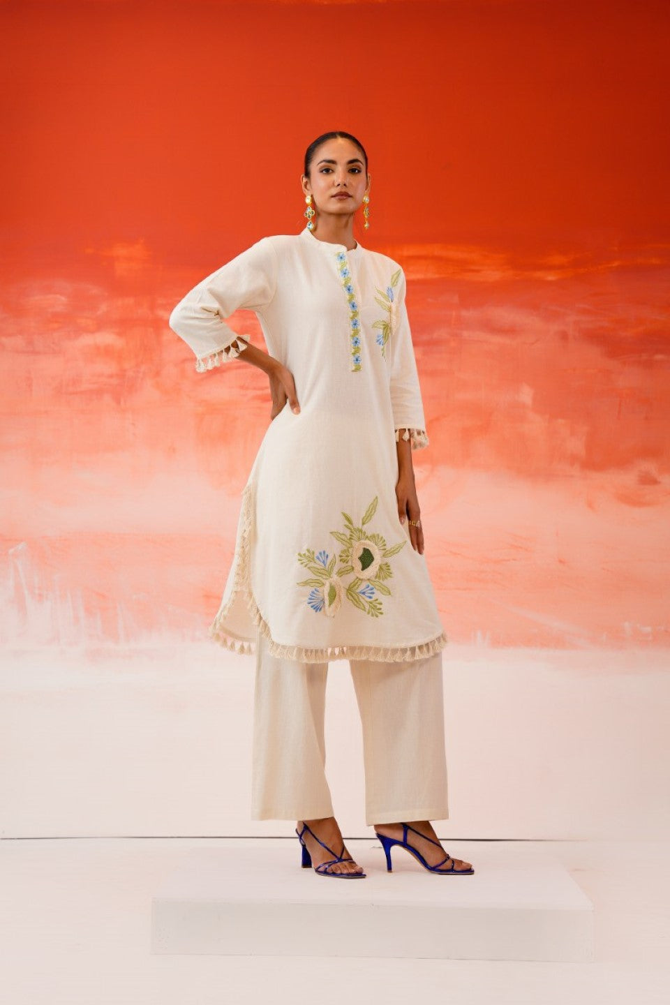 Tatva vanilla embroidery cotton co-ord set