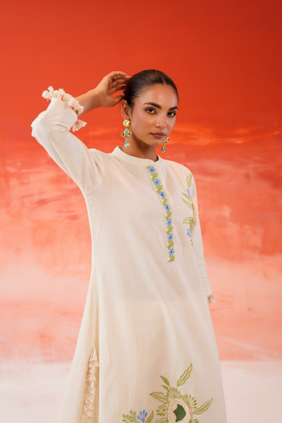 Tatva vanilla embroidery cotton co-ord set