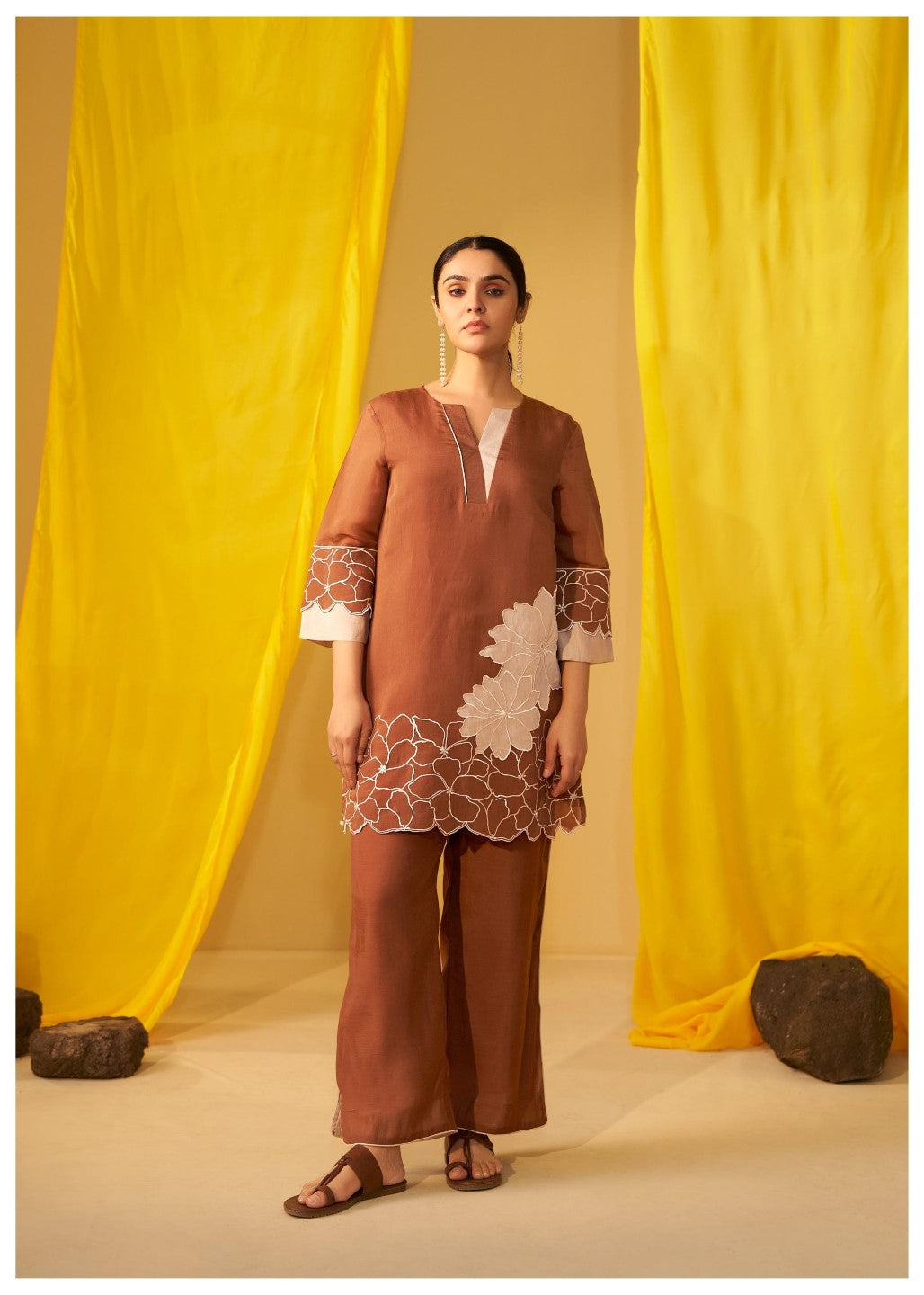 Tisca walnut applique co-ord set
