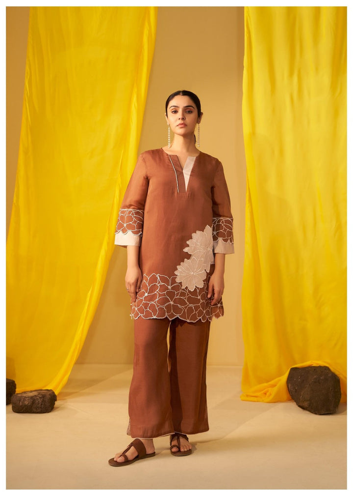 Tisca walnut applique co-ord set