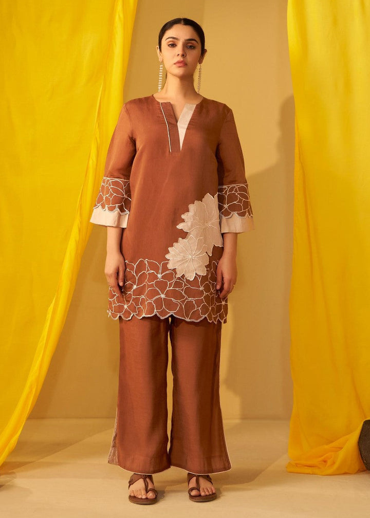 Tisca walnut applique co-ord set