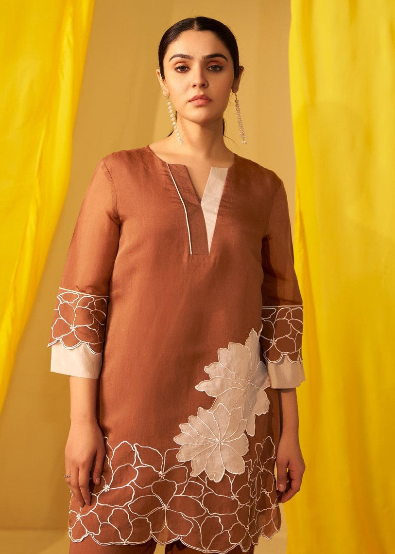 Tisca walnut applique co-ord set