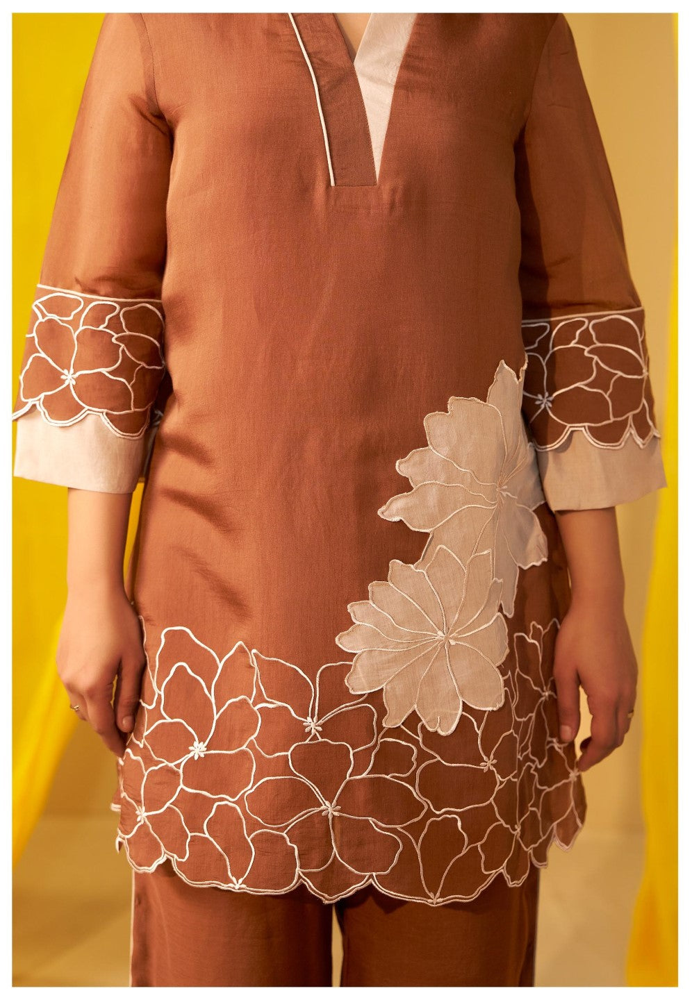 Tisca walnut applique co-ord set