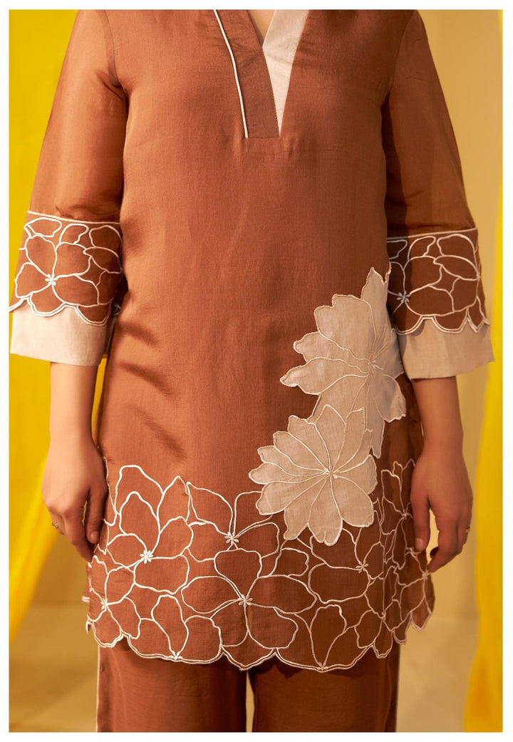 Tisca walnut applique co-ord set