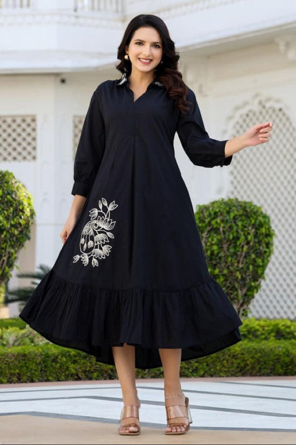 Esmera sable embroidery cotton dress