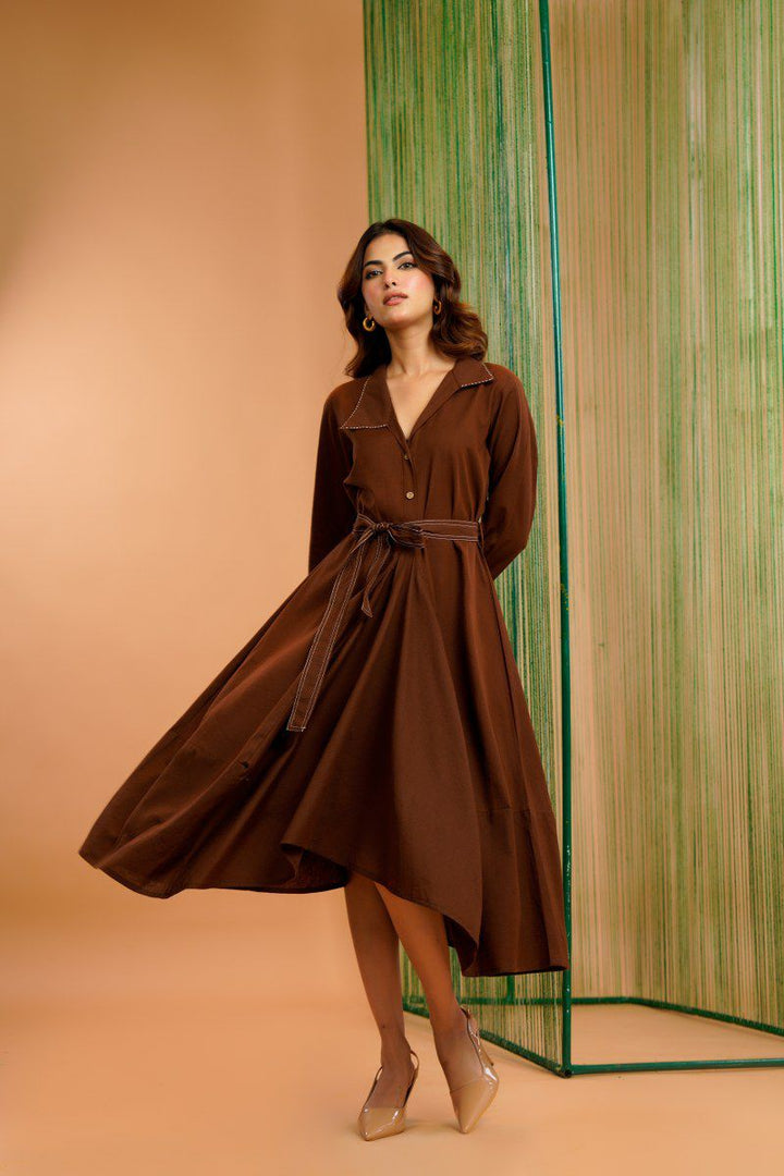 Tatva russet cotton dress