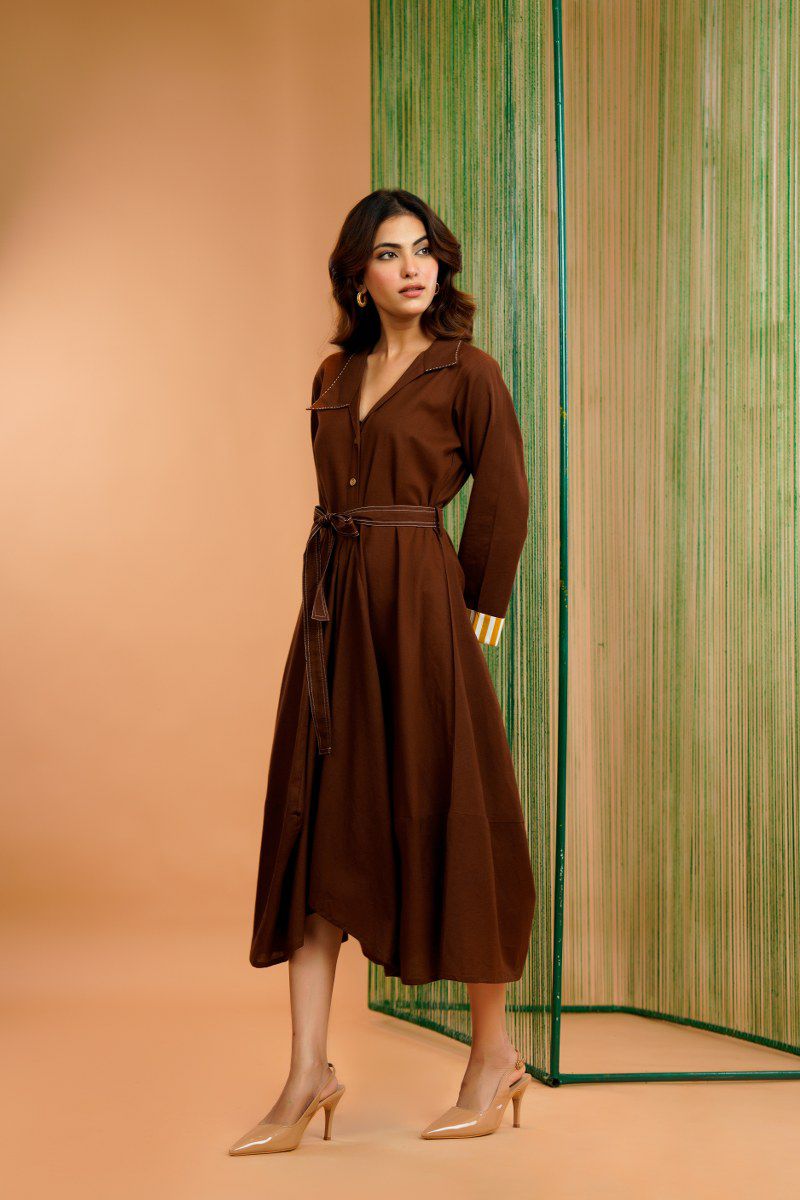 Tatva russet cotton dress