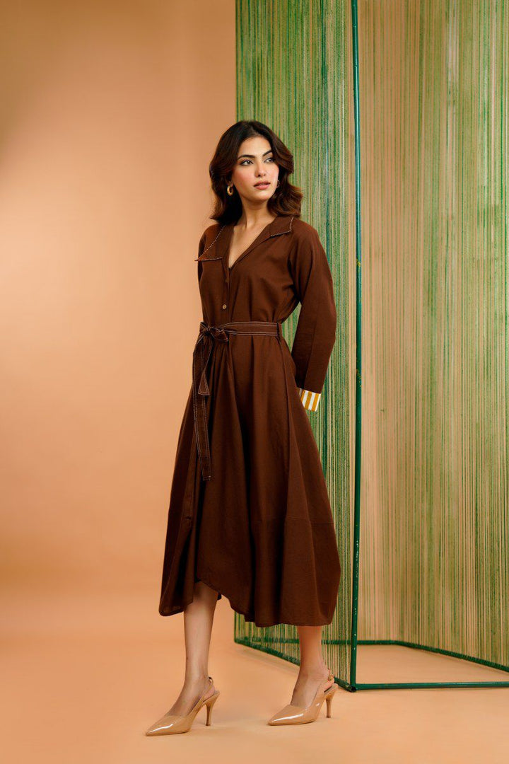 Tatva russet cotton dress