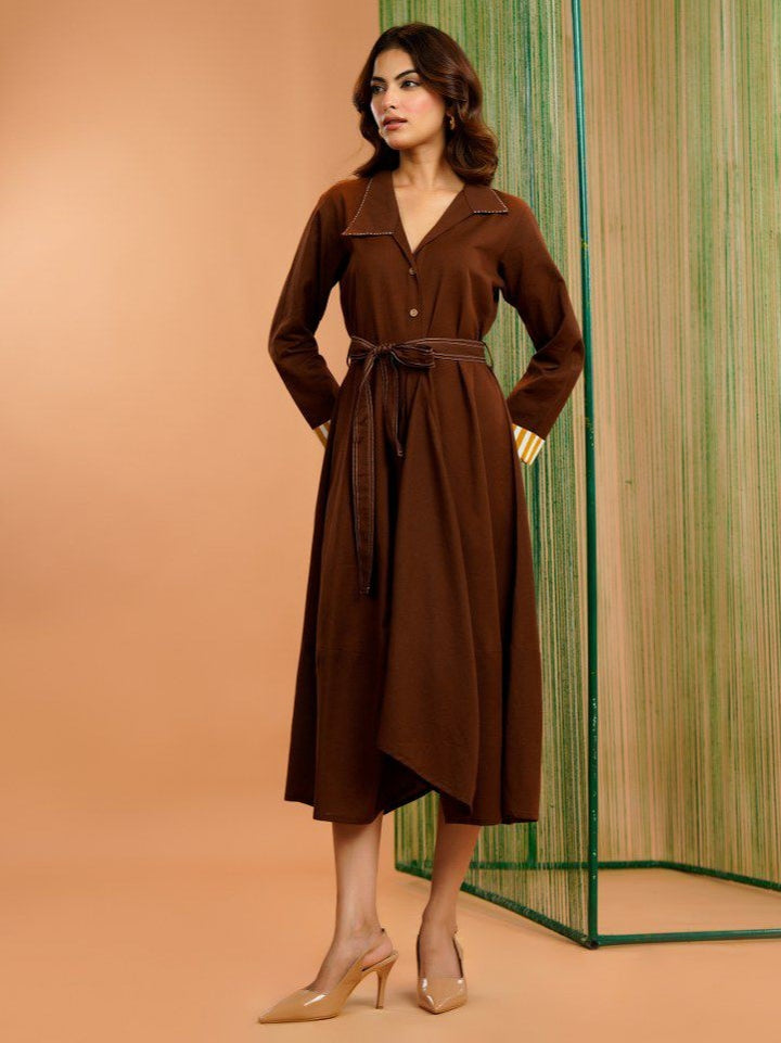 Tatva russet cotton dress