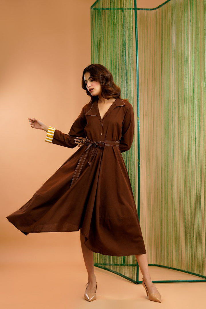 Tatva russet cotton dress