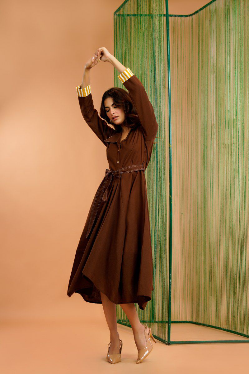 Tatva russet cotton dress
