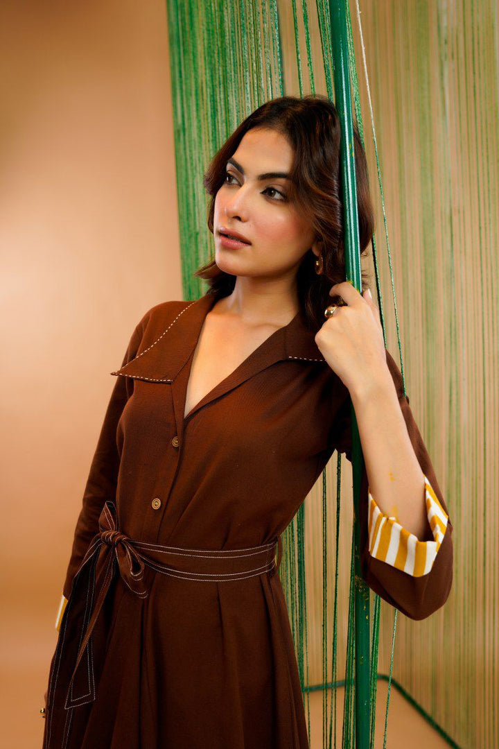 Tatva russet cotton dress