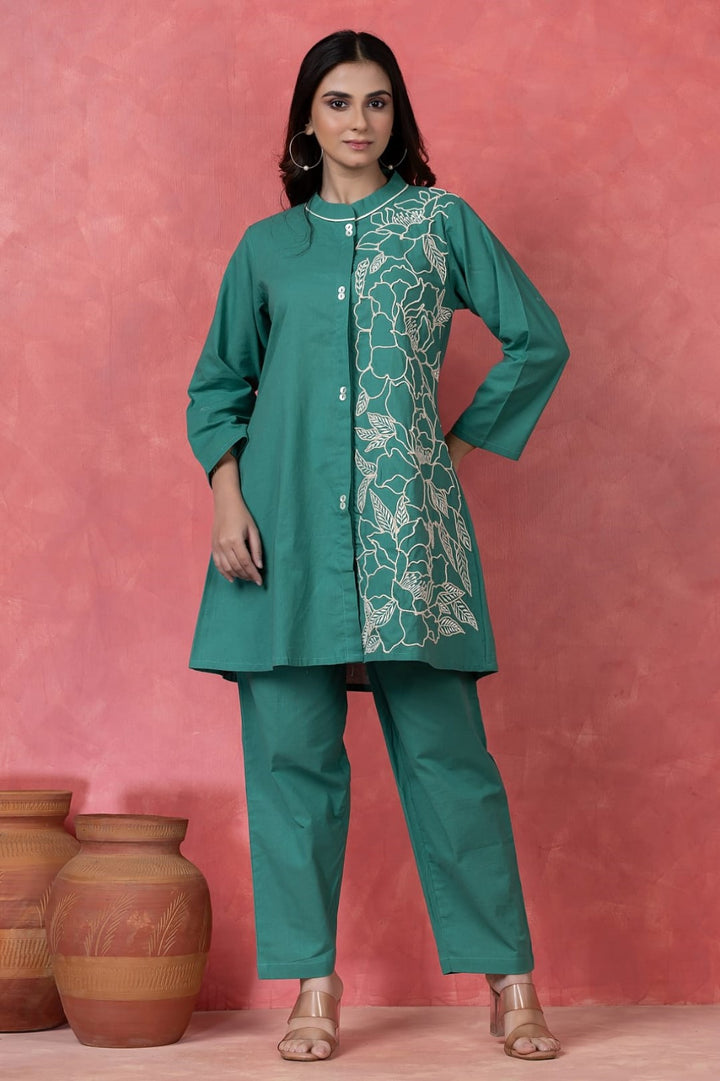 Gaur kelly embroidery cotton co-ord set