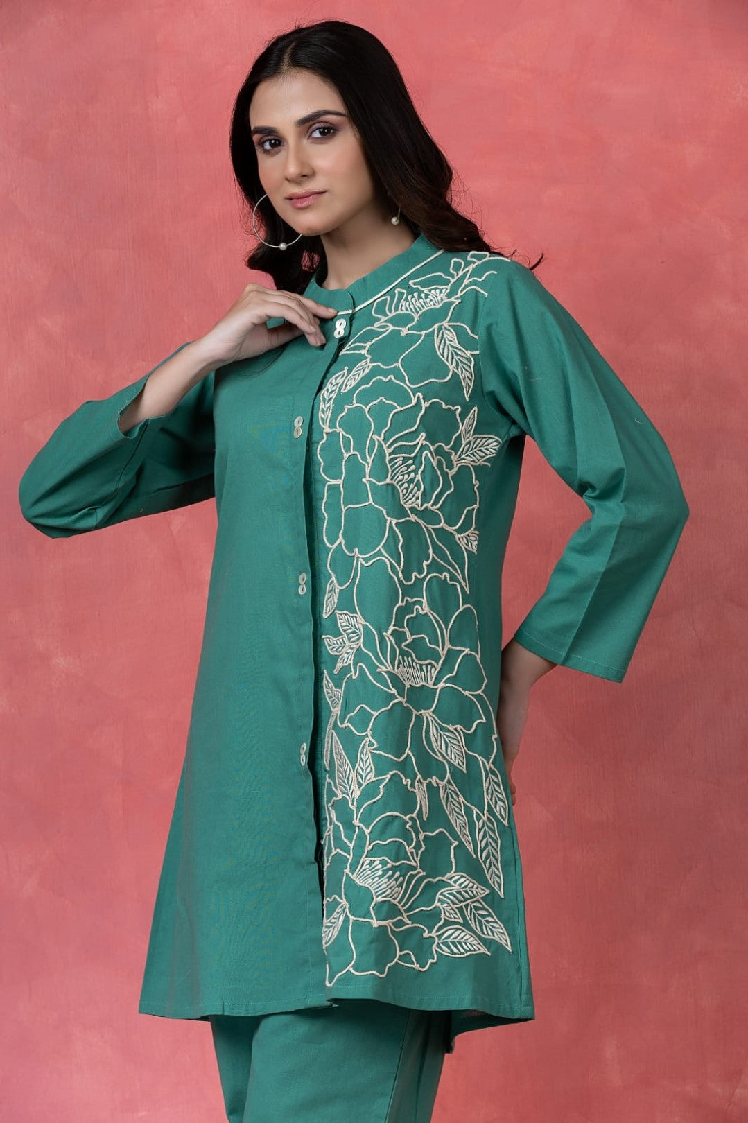 Gaur kelly embroidery cotton co-ord set