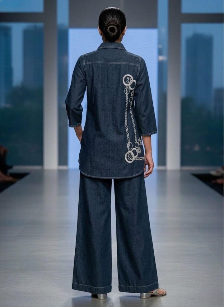 Prisha penn embroidery denim co-ord set