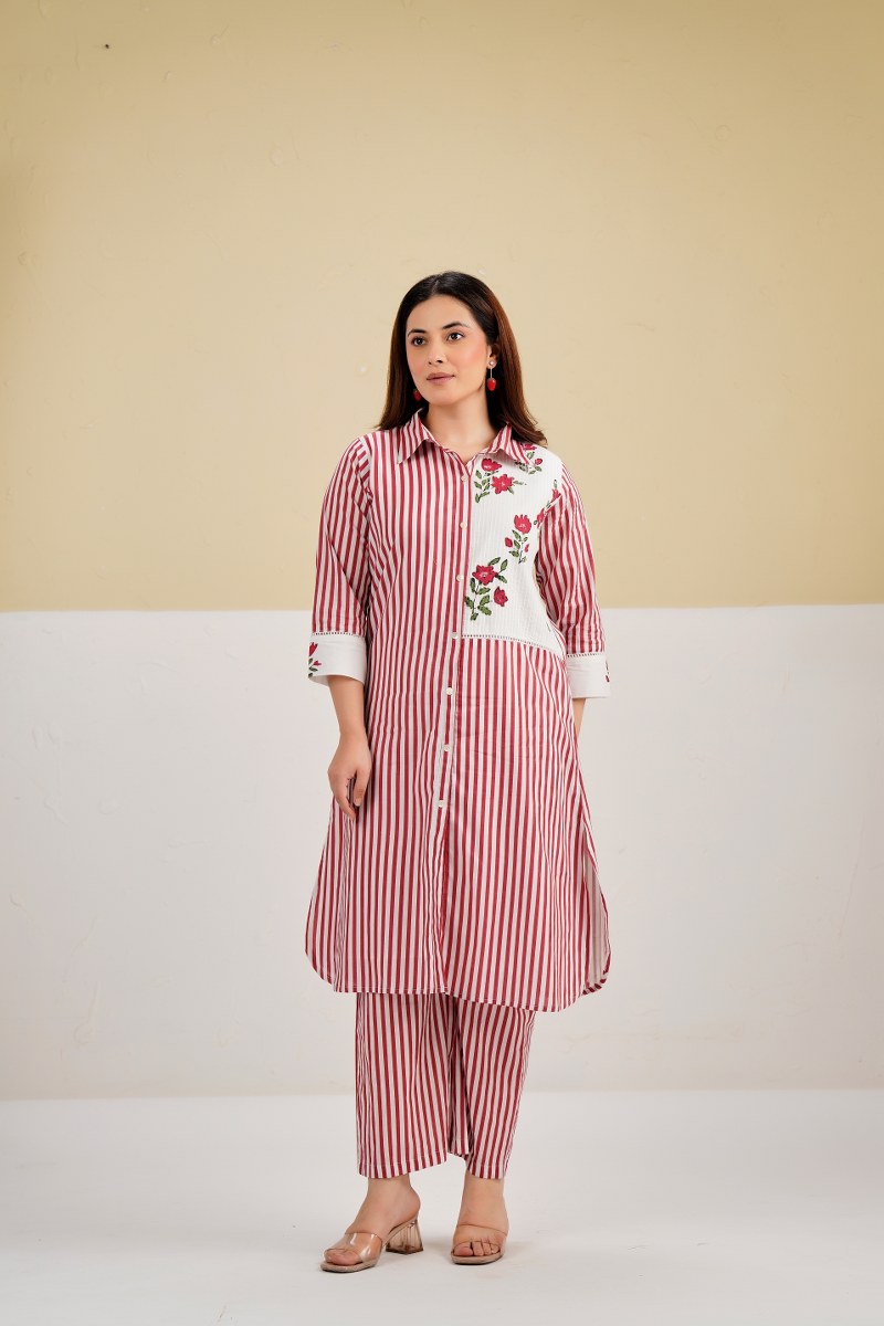 Tatva berry stripes cotton co-ord set