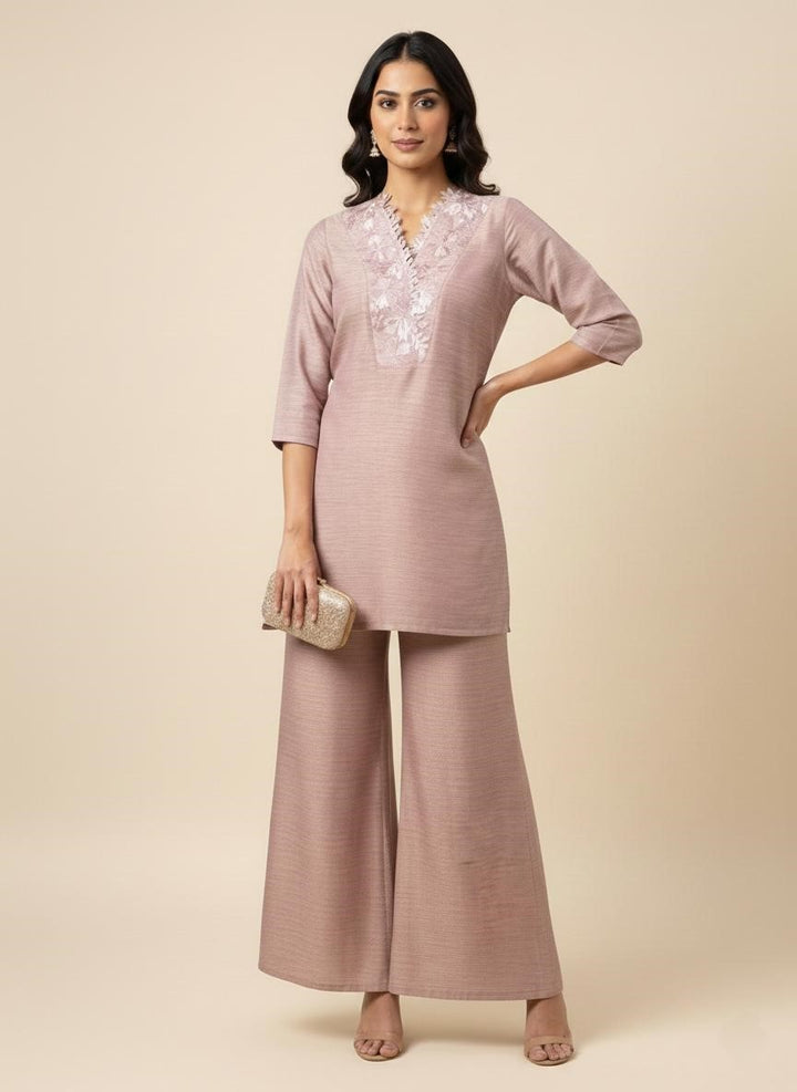 Prisha periwinkle embroidery co-ord set