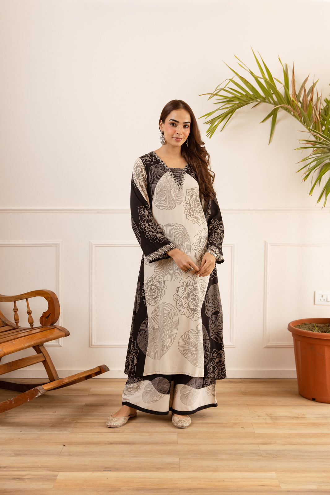 Karen void cotton printed kurta pant set