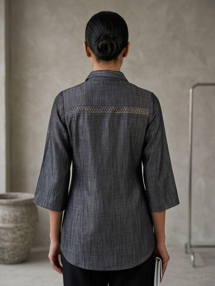 Prisha iridium denim co-ord set