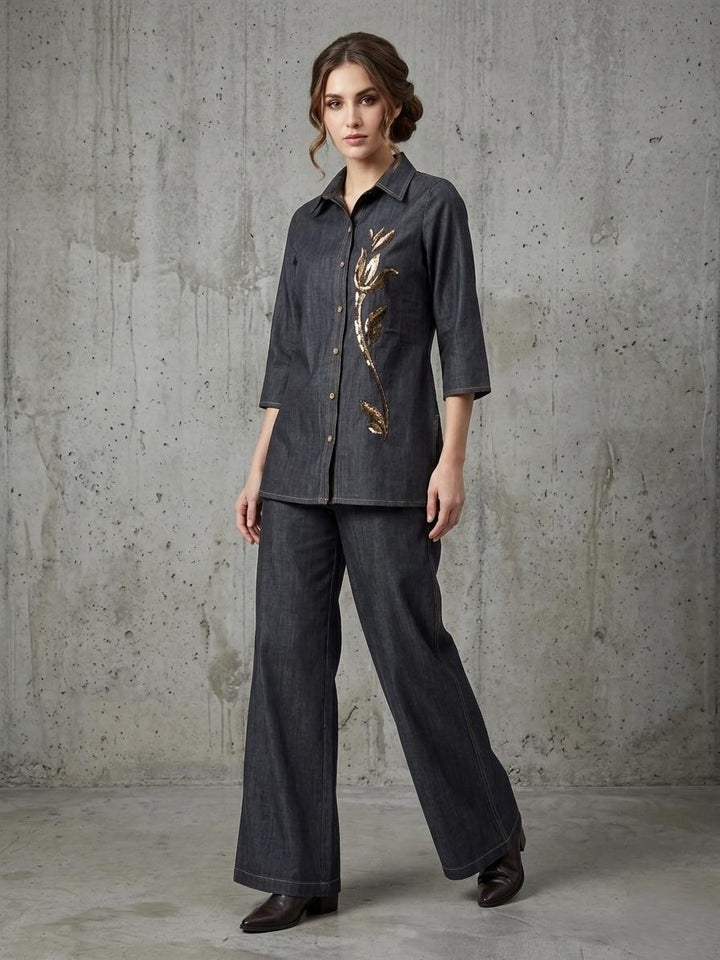 Prisha Trout handwork denim co-ord set