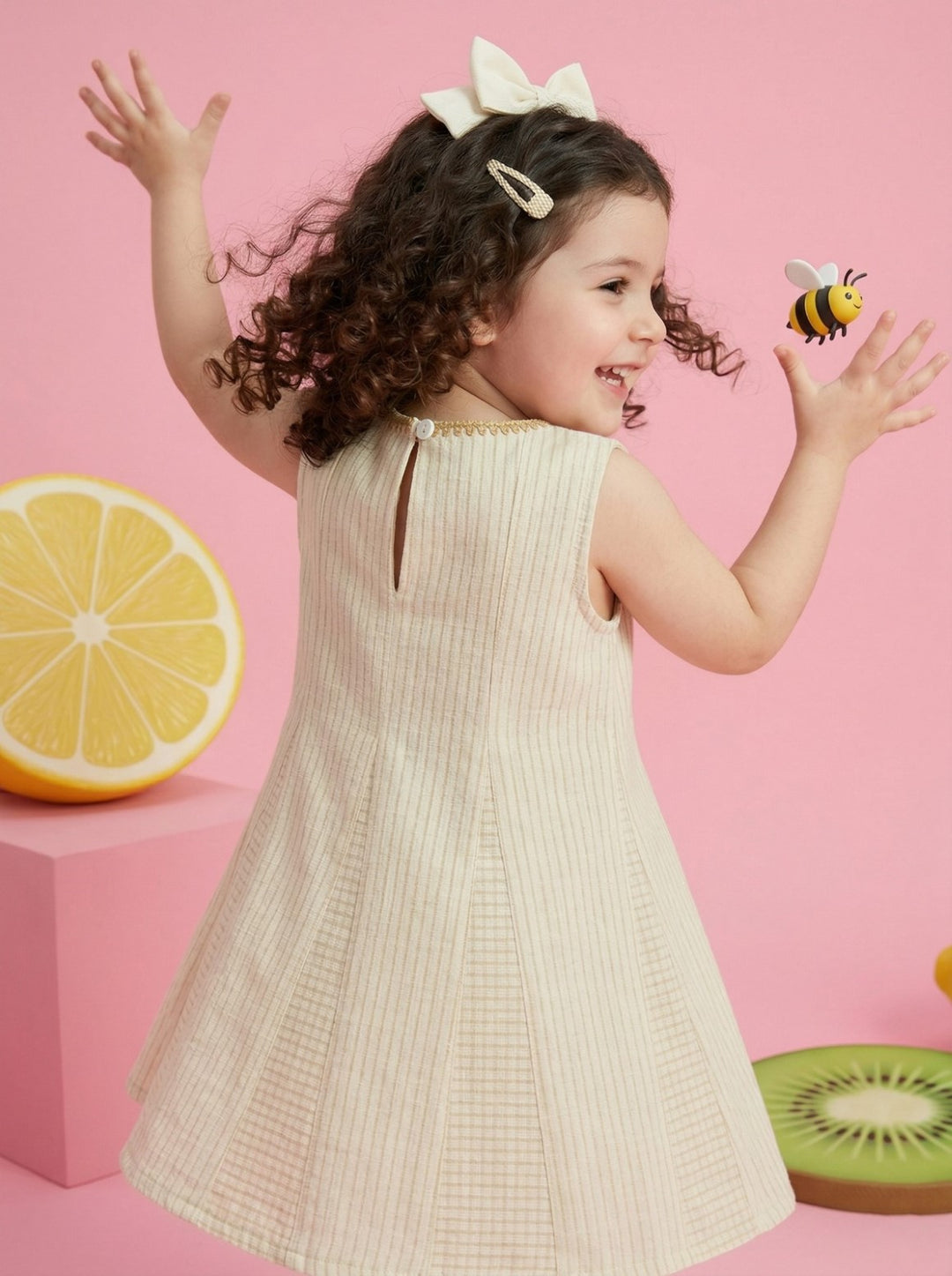 Joy caramel kids cotton dress