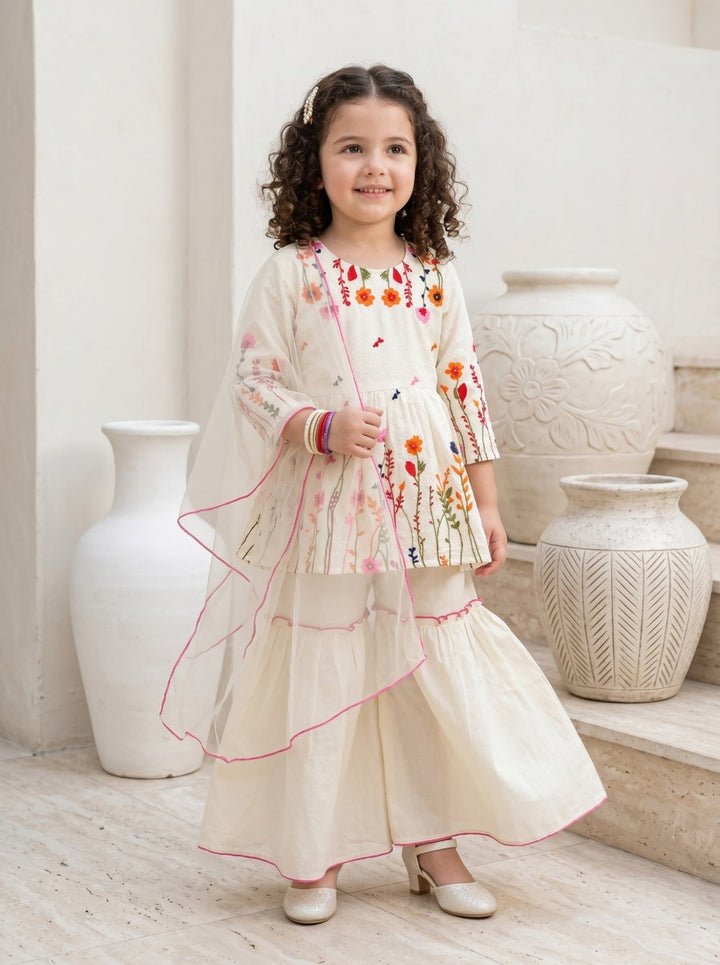 Joy zinia embroidery cotton kids suit set