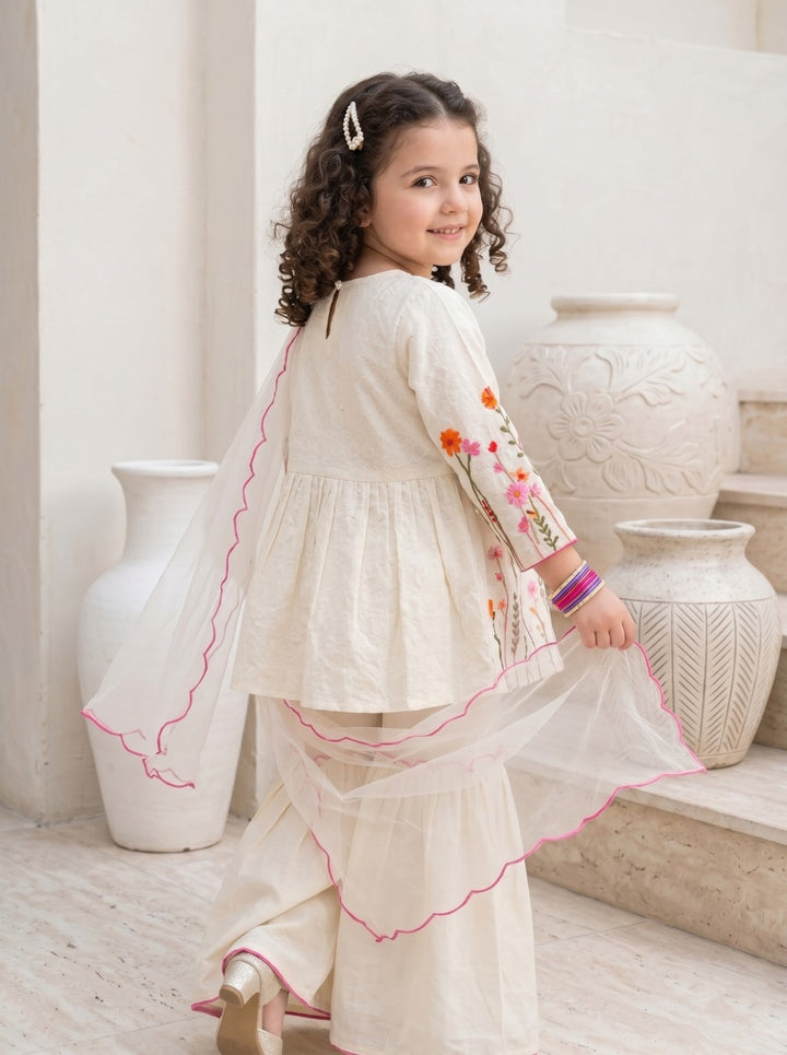 Joy zinia embroidery cotton kids suit set