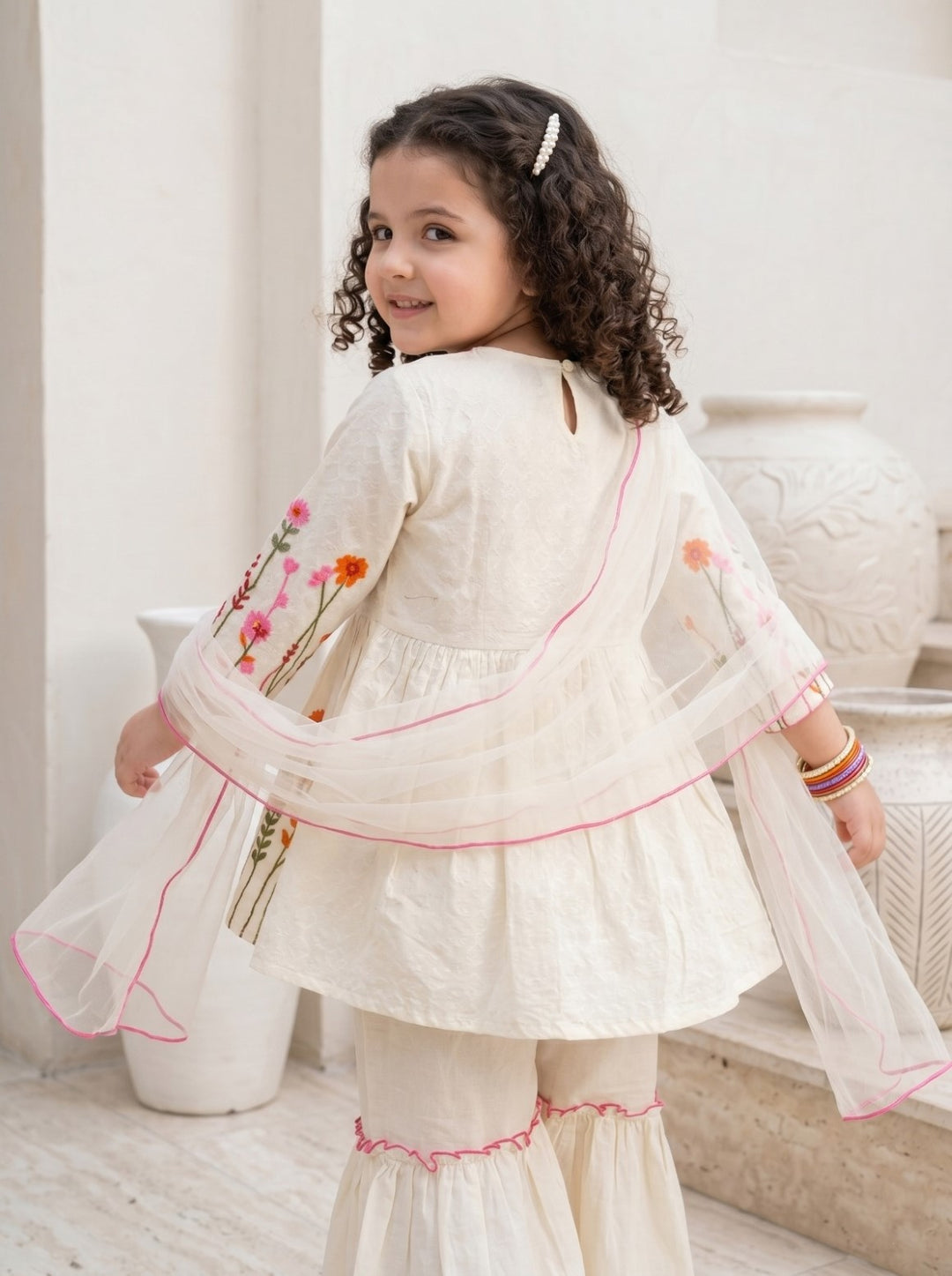Joy zinia embroidery cotton kids suit set