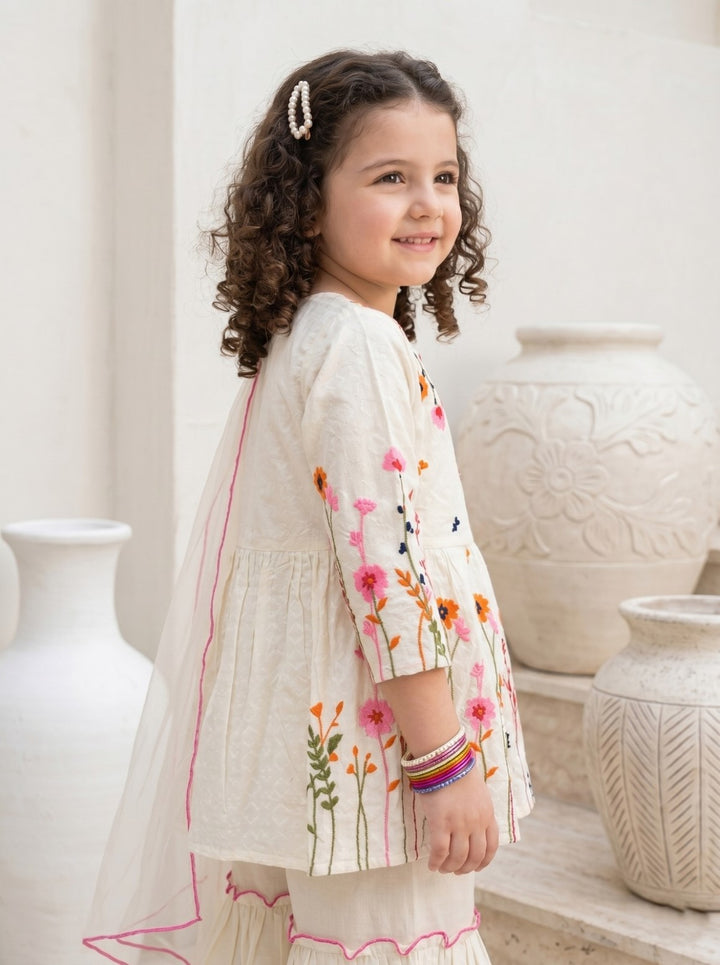 Joy zinia embroidery cotton kids suit set