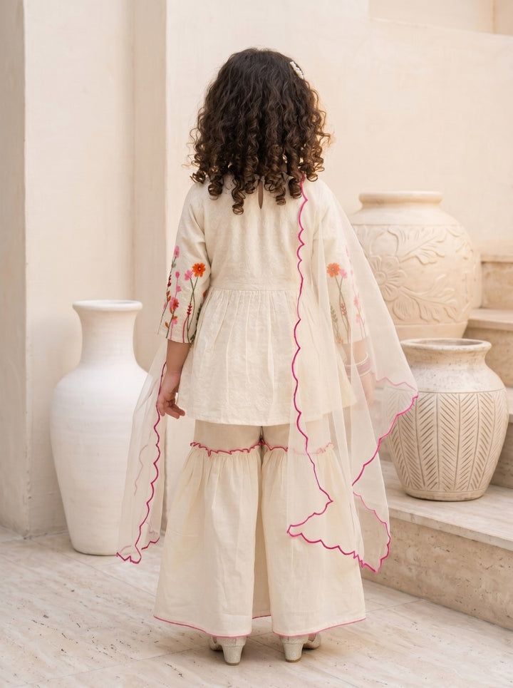 Joy zinia embroidery cotton kids suit set